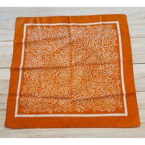 Vintage Floral Scarf Square Orange White Summer Spring Fun Flowers Italy